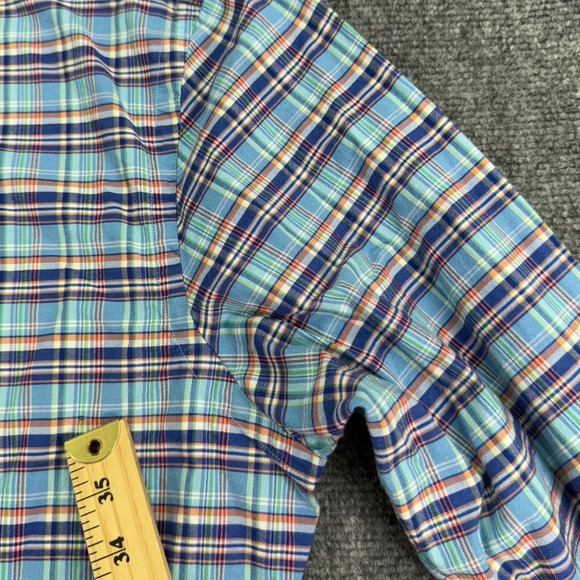 Ralph Lauren Shirt Mens XXL Slim Fit Stretch Oxford Plaid Button Down Flesh Pony - Picture 5 of 10